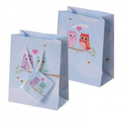 Sac Cadeau Hiboux Amoureux 11 X 6 X 14 cm