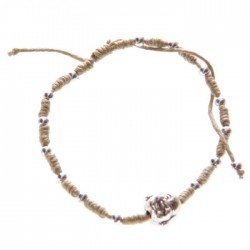 Bracelet Marron Taupe Tête de Bouddha Chinois 