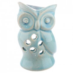 Mini Brûleur A Huile Céramique Hibou Bleu