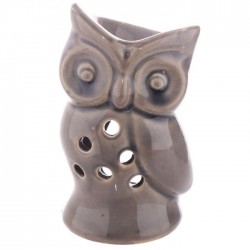 Mini Brûleur A Huile Céramique Hibou Gris