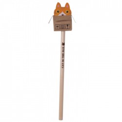 Crayon et Gomme Chat Marron dans Boîte