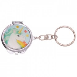Porte-Clés Miroir de Poche - Licorne (Crinière Verte)
