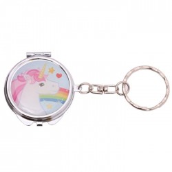 Porte-Clés Miroir de Poche - Licorne (Crinière Rose)
