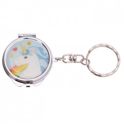 Porte-Clés Miroir de Poche - Licorne (Crinière Bleue)