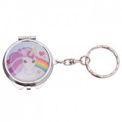 Porte-Clés Miroir de Poche - Licorne (Crinière Violette)