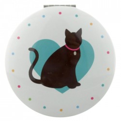 Miroir Rond Chat Coeur Bleu