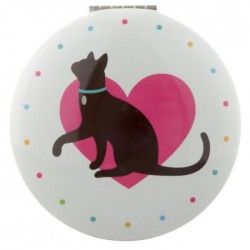 Miroir Rond Chat Coeur Rouge