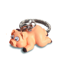 Porte-Clés Cochon Rigolo Yeux Mobiles 