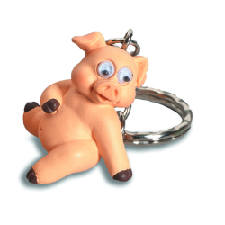 Porte-Clés Cochon Rigolo Yeux Mobiles 2