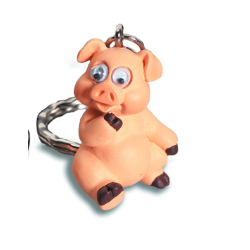 Porte-Clés Cochon Rigolo Yeux Mobiles 5
