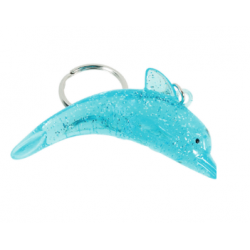 Porte-Clés Dauphin Pailletté Bleu