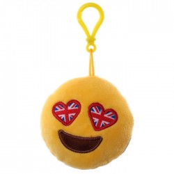 Porte-clés Moelleux Smiley Emoti Yeux Drapeau Anglais avec Son