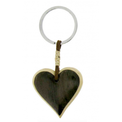 Porte-Clés Coeur en Bois " Marron Foncé "