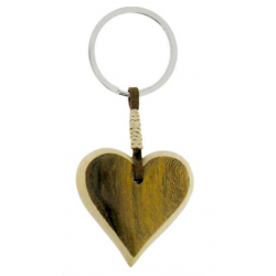 Porte-Clés Coeur en Bois " Marron Kaki "