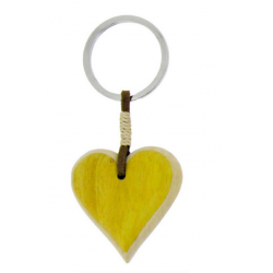 Porte-Clés Coeur en Bois "Jaune"
