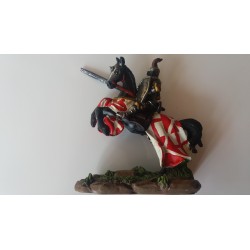 Chevalier des Croisades sur Cheval de Guerre 10 cm