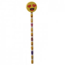 Crayon à Papier et Gomme Smiley Emoti Coeurs