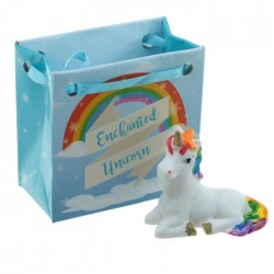 Mini Figurine Licorne Arc-en-Ciel dans petit sac cadeau 