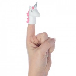 Marionnette à Doigts Tête de Licorne Blanche