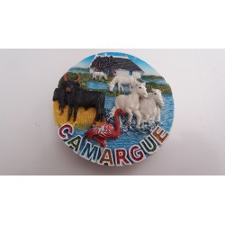 Magnet Résine Camargue Taureau Chevaux Flamant Rose