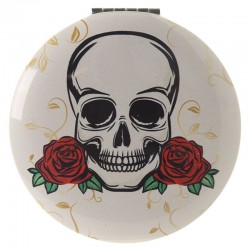 Miroir Blanc Crâne + Roses