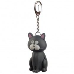 Porte-Clés Lumineux et Sonore Chat Gris Foncé