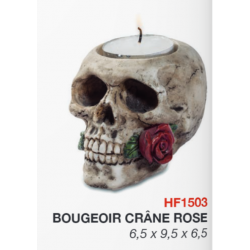 Bougeoir Crâne avec rose