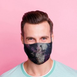 Masque de Protection Réutilisable Tissu "Loup"