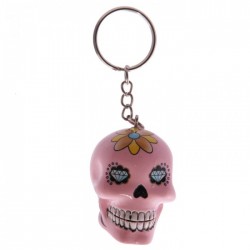 Porte-Clés Crâne Jour des Morts Mexicains Rose Clair