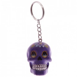 Porte-Clés Crâne Jour des Morts Mexicains Violet