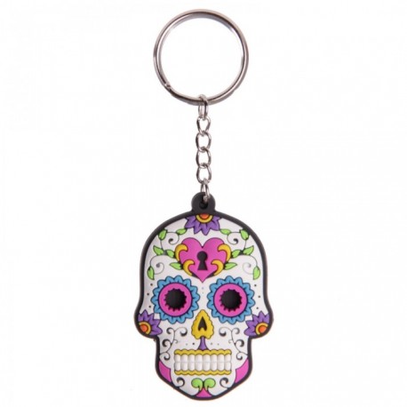 Porte-Clefs "Jour des Morts Mexicains Blanc"