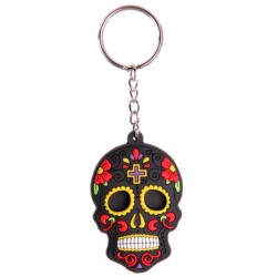 Porte-Clés "Jour des Morts Mexicains" Noir Croix