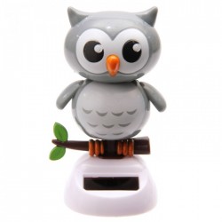 Figurine Solaire Hibou Gris