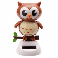 Figurine Solaire Hibou Marron