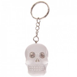 Porte-Clefs Crâne Jour des Morts Mexicains (Blanc avec Strass)
