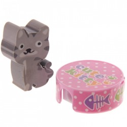 Gomme Chat Gris + Taille Crayon