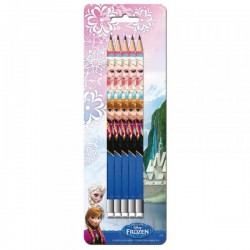 Set de 5 Crayons à Papier + Gommes "La Reine des Neiges"