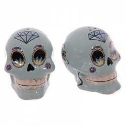 Lot Salière et Poivrière Jour des Morts Mexicains Bleu