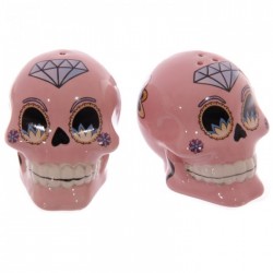 Lot Salière et Poivrière Jour des Morts Mexicains Rose