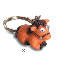 Porte-Clés Cheval Rigolo Yeux Mobiles 1 (Marron)