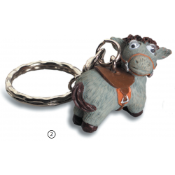 Porte-Clés Cheval Rigolo Yeux Mobiles 2 (Gris)