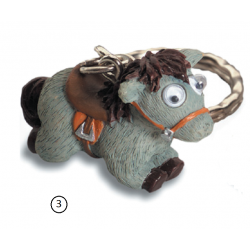Porte-Clés Cheval Rigolo Yeux Mobiles 3 (Gris)