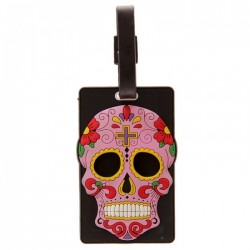 Etiquette pour Bagage "Jour des Morts Mexicains" (Rose)