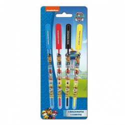Blister 4 Stylos à Gel + Paillettes "Pat Patrouille"