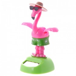 Figurine Solaire Flamant Rose Lunettes de Soleil