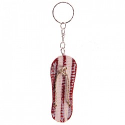 Porte-Clés Tong en Bois Flotté (Rouge)