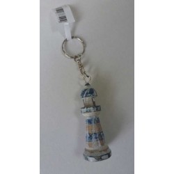 Porte-Clés Phare en Bois Flotté (Bleu)