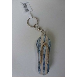 Porte-Clés Tong en Bois Flotté (Bleu)