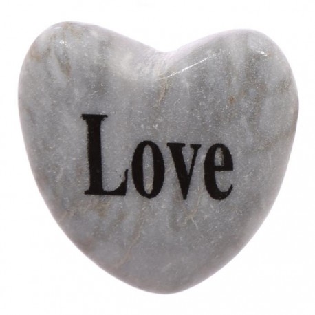 Pierre en Forme de Coeur avec Message LOVE