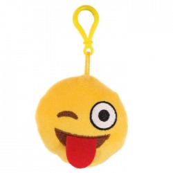 Porte-clés Moelleux Smiley Emoti Clin d'Oeil & Tire La Langue avec Son 